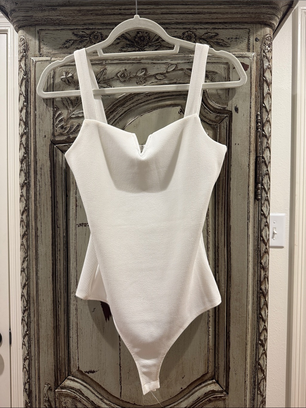 TCEC White Ribbed Girls' One-Piece Bodysuit